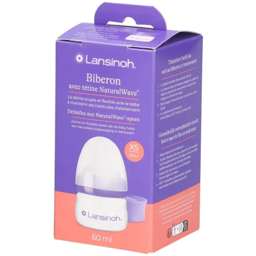 Lansinoh, Babyflasche NaturalWave Sauger, Anti-Kolik-Weithals, 60ml
