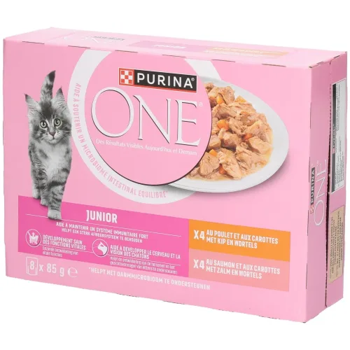 Purina One, PURINA ONE Junior 8 x 85 g - Huhn & Lachs