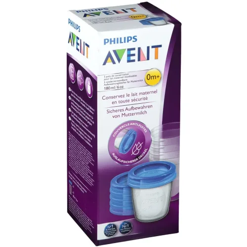 PHILIPS AVENT, Philips Avent VIA Muttermilch Aufbewahrungsbecher 180ml (5 Stk)