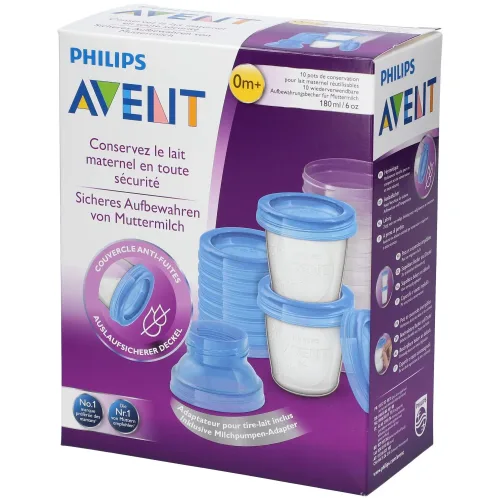 PHILIPS AVENT, Aufbewahrungsbecher für Muttermilch, SCF618/10, 10x180ml Becher