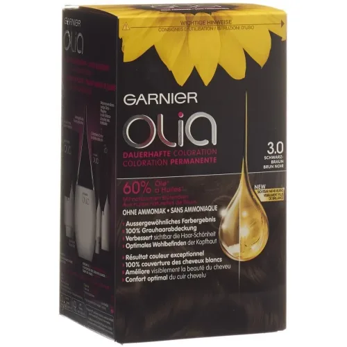 Olia, Garnier Olia dauerhafte Haarfarbe 3.0 Schwarzbraun, 1Stk