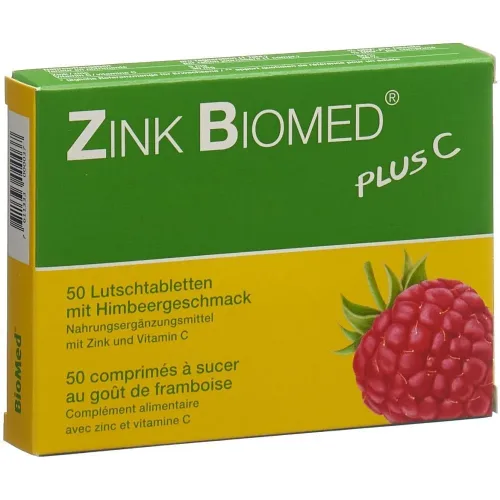 Biomed, Zink Biomed Plus C Lutschtabletten, Himbeer (50 Stk)