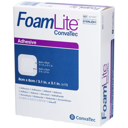 ConvaTec, ConvaTec Foam Lite dünner Schaumverband, 8x8cm (10 Stk)