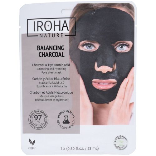 iroha, iroha - Tissue Face Mask - Charcoal+Ha - Biodegradable, 23 ml