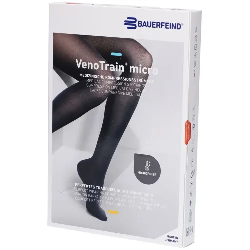 VenoTrain, VenoTrain micro Kompressionsstrümpfe cremefarben normal/kurz geschlossen, KKL 2, leistenlang NB, Umfang Wade 34-40cm (1 Paar)