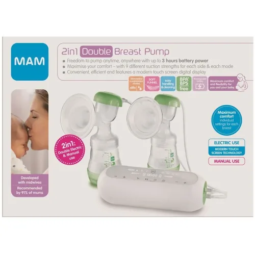 Mam, Mam - Elektrische Milchpumpe, 2in1 Doppelmilchpumpe, One Size, Weiss