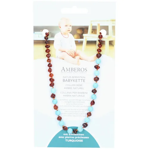 AMBEROS, AMBEROS Natur-Bernsteinkette Baroque Turquoise (1 Stk)