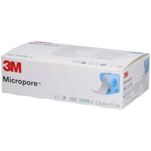 3M Micropore, 3M Micropore Rollenpflaster mit Dispenser 25mmx9.14m weiss (12 Stk)