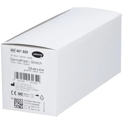 DERMAPLAST, DermaPlast STRETCH Gazebinde, 2.5cmx4m, weiss (20 Stk)