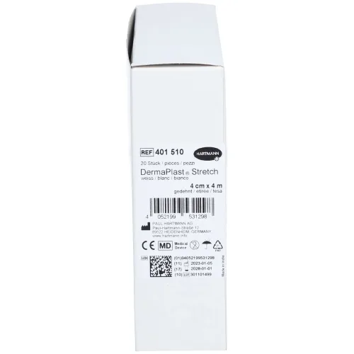 DERMAPLAST, DermaPlast STRETCH Gazebinde 4cmx4m weiss (20 Stk)