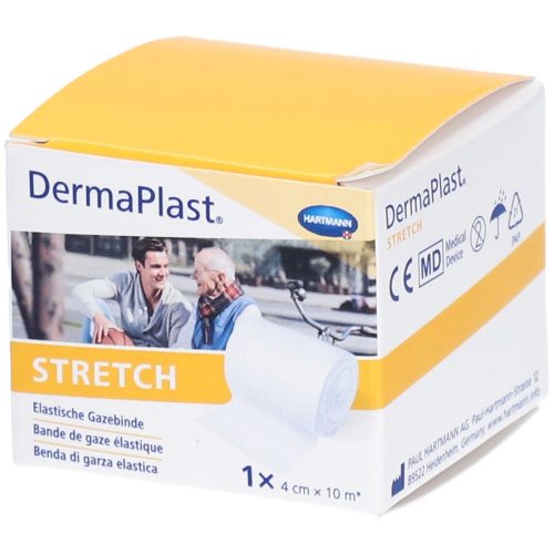 DERMAPLAST, DermaPlast STRETCH Gazebinde, 4cmx10m, weiss (1 Stk)