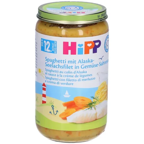 Hipp, Hipp Spaghetti mit Alaska-Seelachsfilet in Gemüse-Sahnesauce (250g)