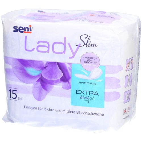 seni, seni Lady Slim Extra Einlage atmungsaktive anatomische 14x29.5cm 4 Tropfen (15 Stück)