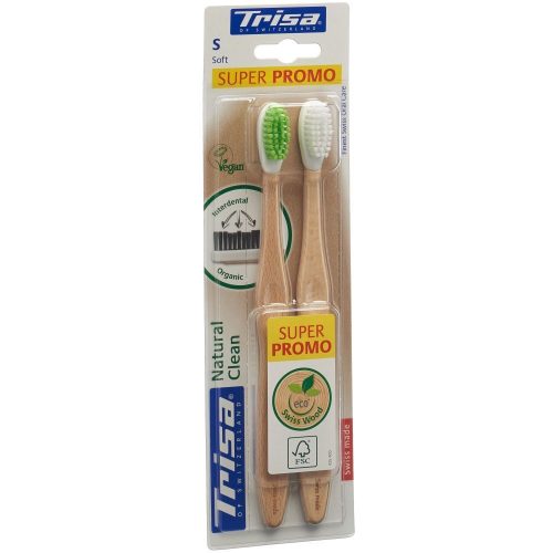 Trisa, Trisa Natural Clean Holzzahnbürste soft DUO (2 Stk)