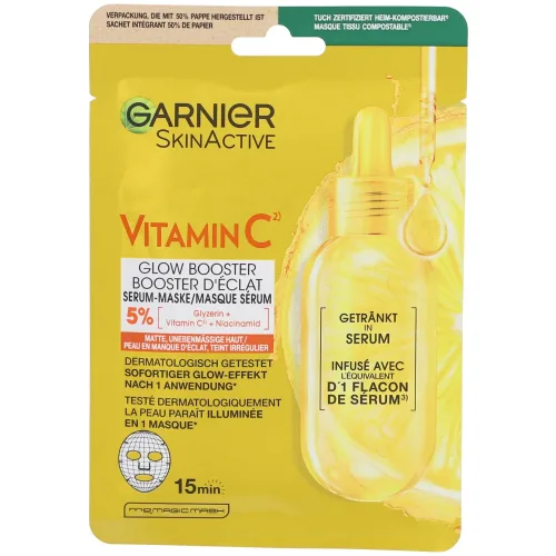 Garnier, Garnier - Vitamin C* Intensiv feuchtigkeitsspendende & Glow Tuchmaske, Gar Tissue Mask Vitaminc Sa28gr 140, 28 g
