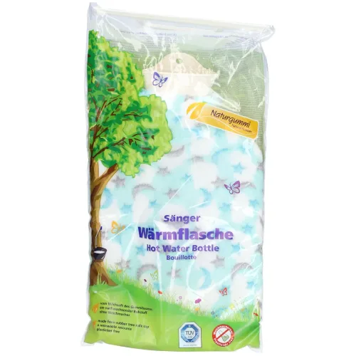 Sänger, Sänger 2 Liter Wärmflasche mit Plüschbezug Mond & Sterne mint (1 Stk)