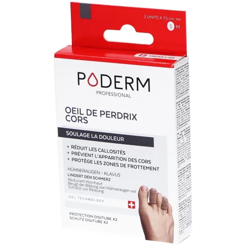PODERM, PODERM - Clavus & Hühnerauge Digitube X2 - Größe S - Von Podologen empfohlen - 100% natürlich & vegan - Swiss Made, S