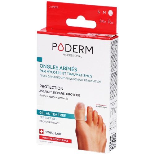 PODERM, Zehenschutz Nagelpilz X2 - Größe L - Von Podologen Empfohlen - 100% Natural&vegan - Swiss Made Unisex  L