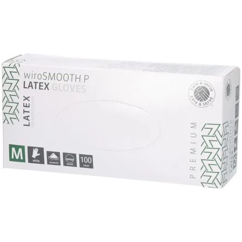 wiroSMOOTH P Glatte, gepuderte Latexhandschuhe, Größe M