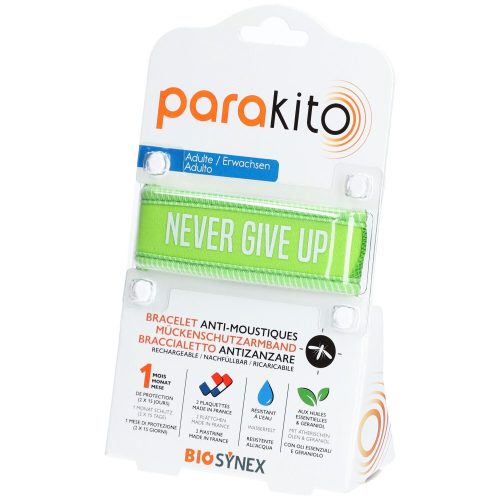Parakito Mückenschutz Armband Erwachsene Grün Never Give Up