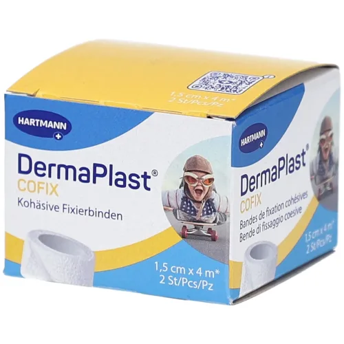 DERMAPLAST, DermaPlast COFIX Selbsthaftende Gazebinde, 1,5cmx4m, weiss (2 Stk)