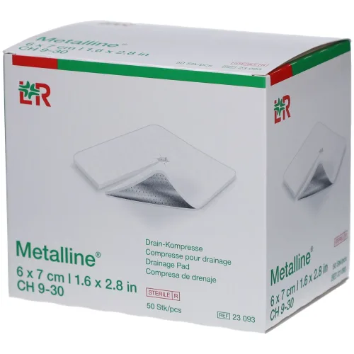 Metalline, Metalline Drainage Kompressen, 6x7cm, steril (50 Stk)