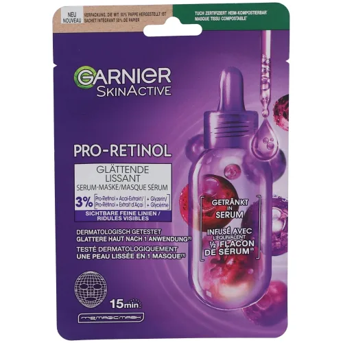 Garnier, Garnier - Pro-Retinol Glättende Serum-Maske, SkinActive, 1 Stück