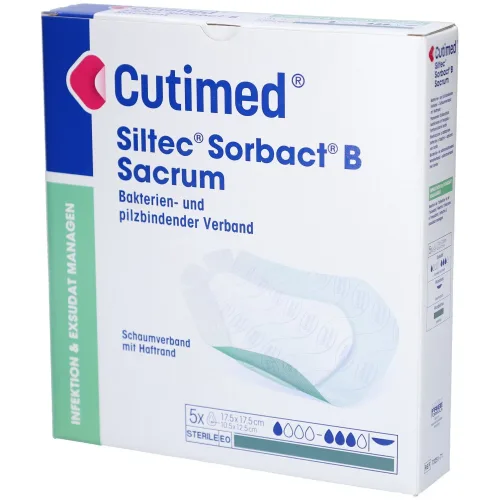 Cutimed, Cutimed Siltec Sorbact B 17.5x17.5cm Sacrum (5 Stk)