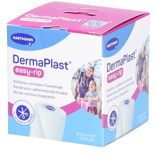 DERMAPLAST, DermaPlast easy-rip Fixier- und Stützbinde weiss, 6cmx4m (1 Stk)