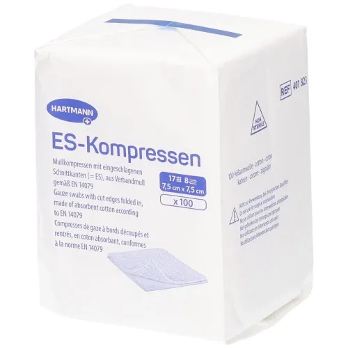 Hartmann, Hartmann ES-Kompresse 7.5x7.5cm 8-fach unsteril 100 Stk