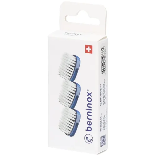 Berninox 3 x Ersatz-Bürstenköpfe Ozeanblau medium