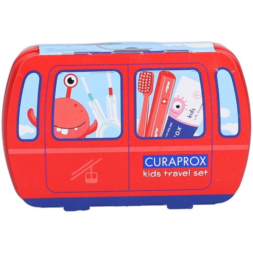 CURAPROX, Curaprox Kids Zahnpflege Travel Set, rot (3-teilig)