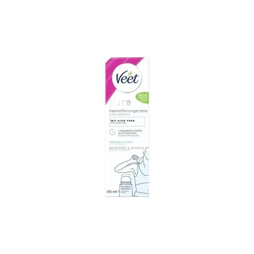 Veet, Veet - Pure Haarentfernungscreme für Bikinizone & Achseln für sensible Haut mit Aloe Vera - 100ml