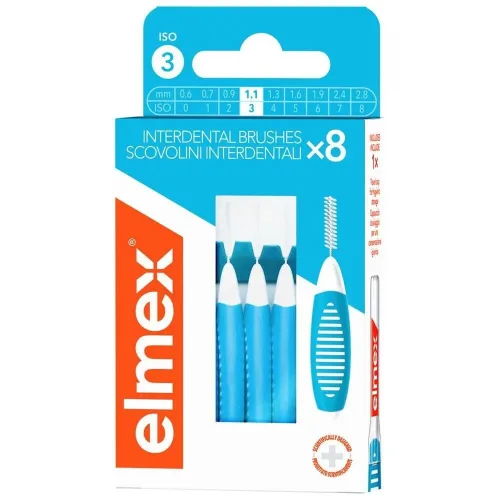 Elmex, elmex Interdentalbürsten Blau Grösse 3, 0,6 mm, 8 Stück, Zahnzwischenraumbürste
