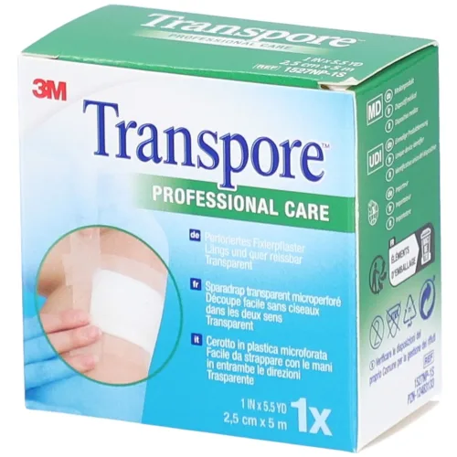 3M Transpore, 3M Transpore Heftpflaster Nachfüllbox, 5m x 25mm (1 Stk)