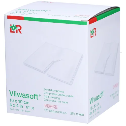 Vliwasoft, Vliwasoft Schlitzkompresse 10x10cm (50 x 2 Stk)