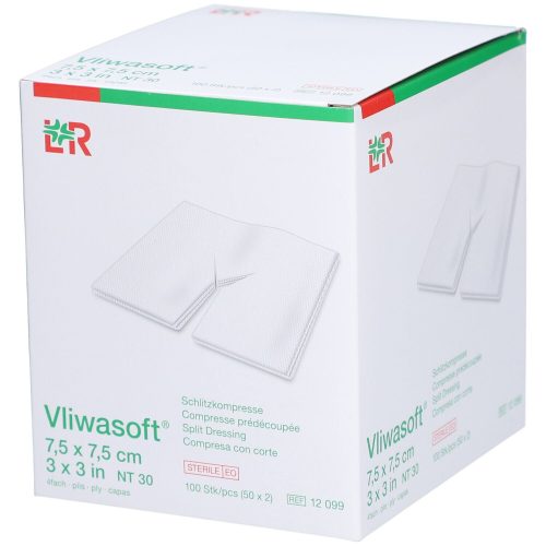 Vliwasoft, Vliwasoft Schlitzkompresse 7.5x7.5cm (50 x 2 Stk)