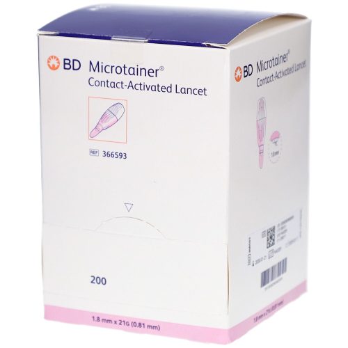BD Microtainer, BD Microtainer kontaktaktivierte Lanzetten, 21Gx1.8mm, pink (200 Stk)