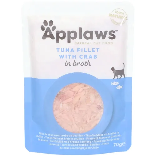 Applaws, Applaws Thunfischfilet mit Krabbe in Brühe, Nassfutter für Katzen (70g)