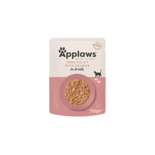Applaws, Applaws Thunfischfilet mit Lachs in Brühe, Nassfutter für Katzen (70g)