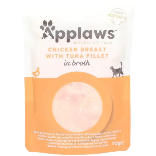 Applaws, Applaws Hühnerbrust mit Thunfisch in Brühe, Nassfutter für Katzen (70g)