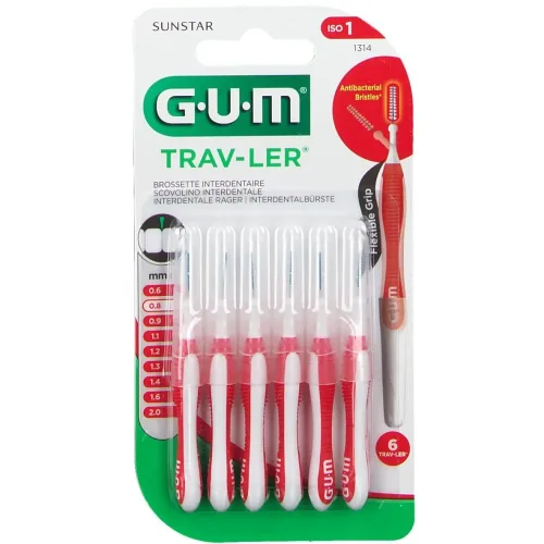Sunstar Gum, SUNSTAR Gum Proxabrush TravLer 0.8mm Interdentalbürsten (6 Stk)