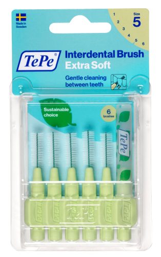 TEPE, TePe Interdental Brush, 0.8mm, Extra Soft, grün (6 Stk)