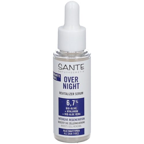 Sante, Sante Overnight Revitalizer Serum mit Bio-Olive, Hyaluron & Bio-Aloe Vera Gesichtsserum 30 ml