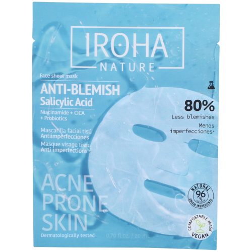 Iroha, Anti-Blemish - Face Sheet Mask With Salicylic Acid, Niacinamide, Cica + Probiotics