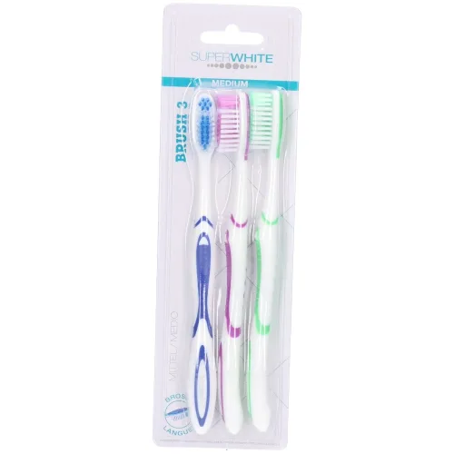 SUPERWHITE, SUPERWHITE Zahnbürste Brush, 3 mittelharte Borsten (3 Stk)