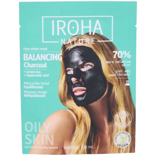 iroha, iroha - Tissue Face Mask - Charcoal+Ha - Biodegradable, 23 ml