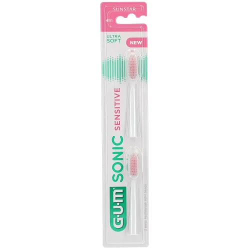 Sunstar Gum, SUNSTAR Gum Sonic Sensitive Ersatzköpfe weiss (2 Stk)