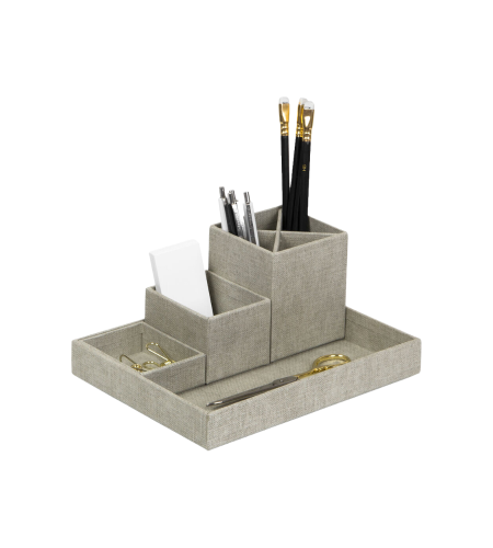 Bigso Box of Sweden - LENA Schreibtisch Organizer   Linnen Canvas, One Size, Grau