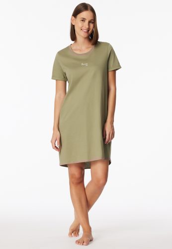 Schiesser, Schiesser Nachthemd "Casual Essentials" mit Statement-Print, Baumwolle, kurzärmelig, Rundhalsausschnitt